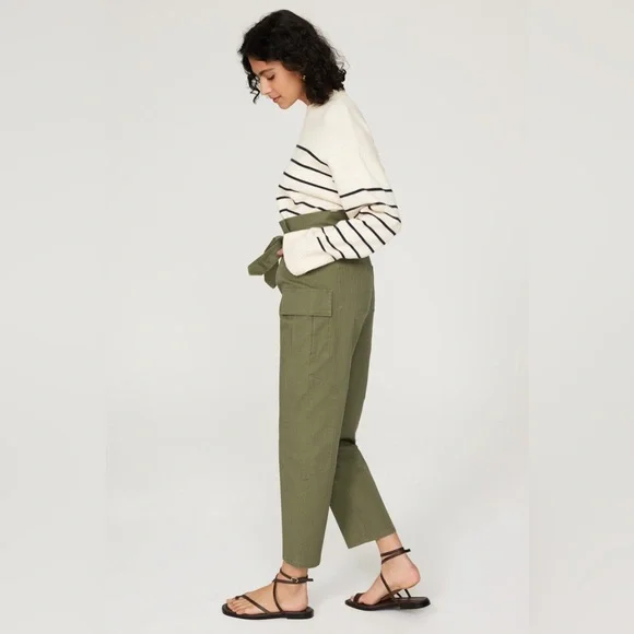 Marissa Webb Green Paper Bag Vintage Wash Pants Size 12 - Picture 2 of 10